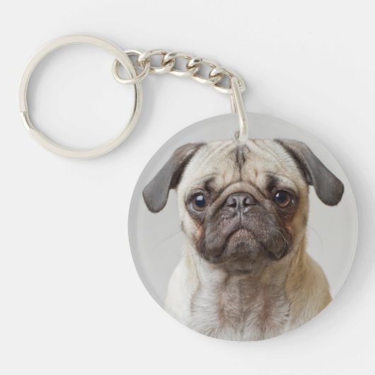 Pug Portrait Sleutelhanger (Voorkant)