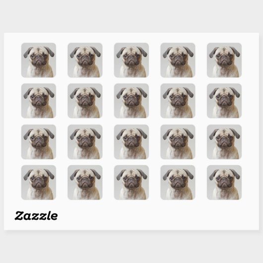 Pug Portrait Vierkante Sticker (Vel)