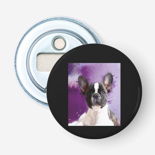 Pug Portret Art Cute Pug Button Flesopener (Voorkant)