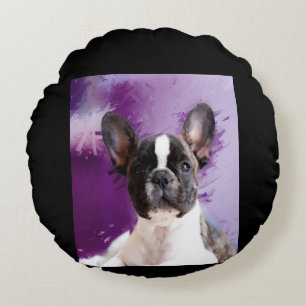 Pug Portret Art Cute Pug Rond Kussen