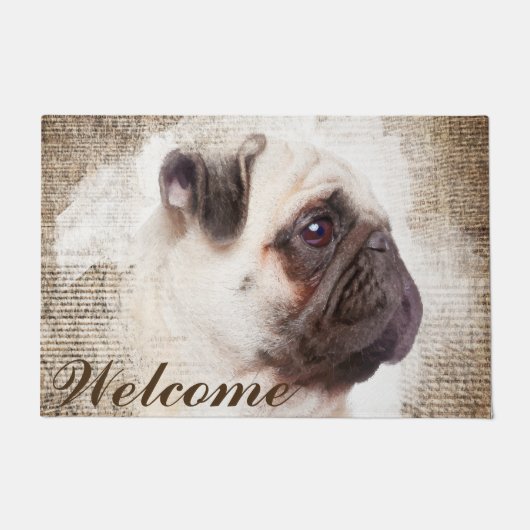 Pug Portret Deurmat (Voorkant)