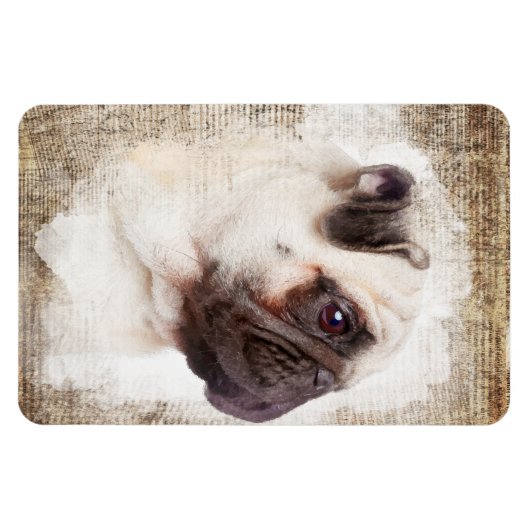 Pug Portret Magneet (Horizontaal)