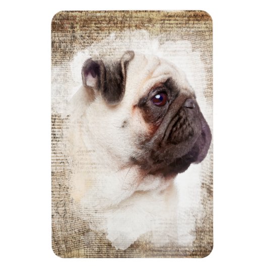 Pug  Portret Magneet (Verticaal)