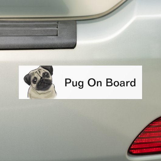 Pug portrettekening bumpersticker (Op auto)