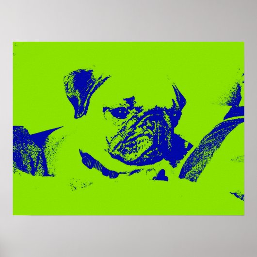 Pug Poster-Green Poster (Voorkant)