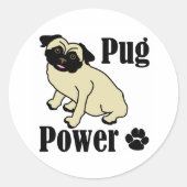 Pug Power Ronde Sticker (Voorkant)