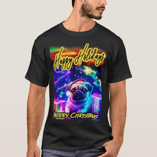 Pug PRETTIG KERSTFEEST 83 ZAMELIG KERSTFEES T-shirt (Voorkant)