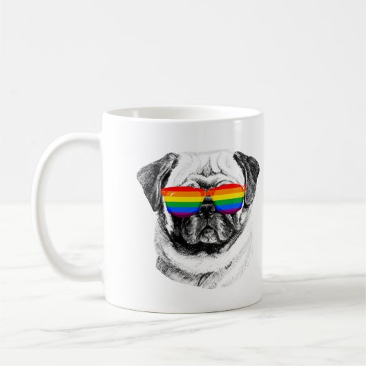 Pug Pride Sunbribril Koffiemok (Links)