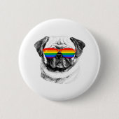 Pug Pride Sunbribril Ronde Button 5,7 Cm (Voorkant)