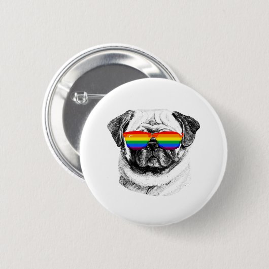 Pug Pride Sunbribril Ronde Button 5,7 Cm (Voorkant /achterkant)