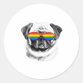 Pug Pride Sunbribril Ronde Sticker (Voorkant)