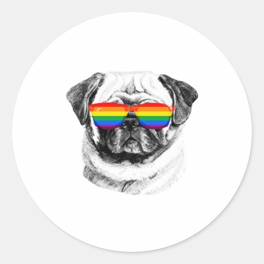 Pug Pride Sunbribril Ronde Sticker (Voorkant)