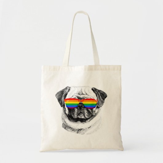 Pug Pride Sunbribril Tote Bag (Voorkant)