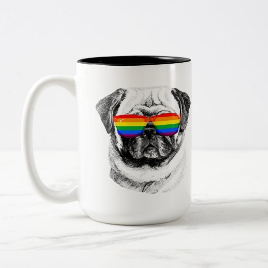 Pug Pride Zonnebril Tweekleurige Koffiemok (Links)