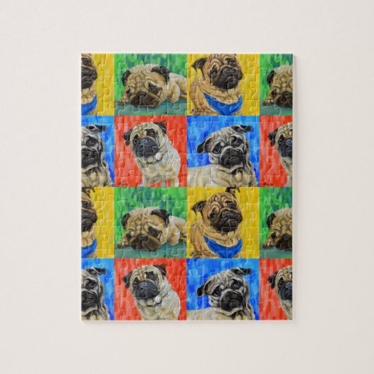 Pug Primair herhalingspatroon Legpuzzel (Verticaal)