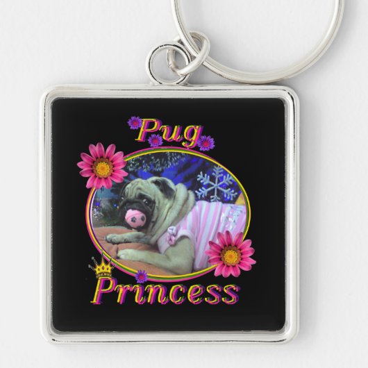 Pug Princess Sleutelhanger (Voorkant)