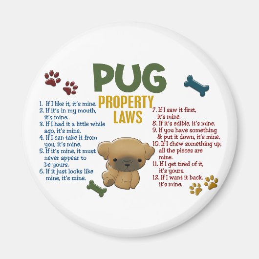 Pug Property Laws 4 Magneet (Voorkant)