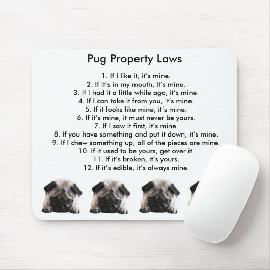 Pug Property Laws Mouse Mat Muismat (Met muis)