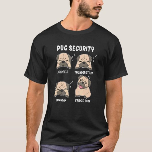 Pug Pug Mam Pug Papa Hond Pug Beveiliging Deurbel T-shirt (Voorkant)