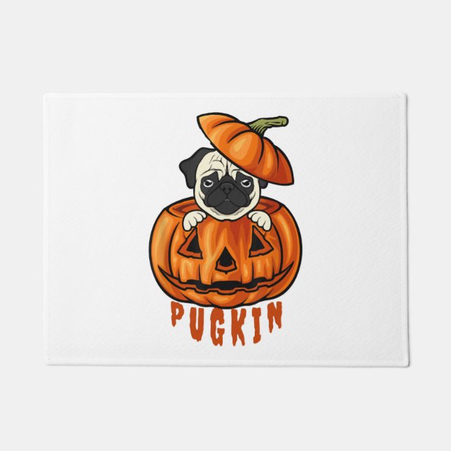 Pug Pumpkin Halloween Pugkin Costume for Pug Dog Deurmat (Voorkant)