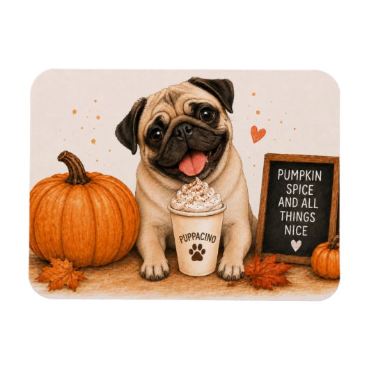 Pug Pumpkin Spice Magneet (Horizontaal)