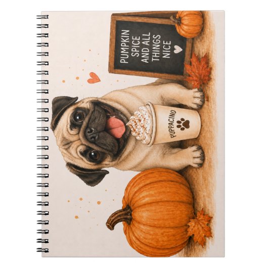 Pug Pumpkin Spice Notitieboek (Voorkant)