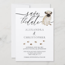 Pug pup Bruiloft Calligrafie schrift
