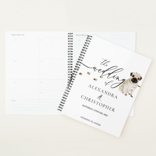 PUG pup Hondenliefde Bruiloft Planner (Display)
