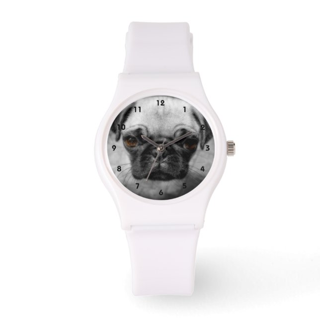 Pug Pup Horloge (Voorkant)