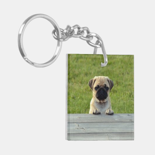 Pug Pup Sleutelhanger (Voorkant Links)