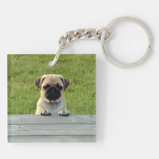 Pug Pup Sleutelhanger (Achterkant)