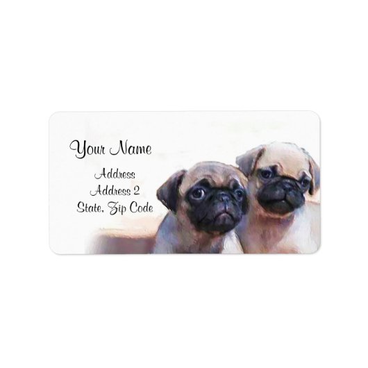 Pug Puppies Adresetiketten Etiket (Voorkant)