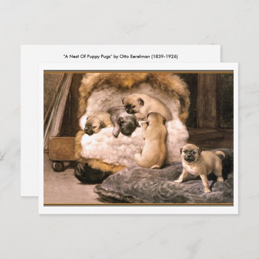 Pug Puppies Briefkaart (Voorkant / Achterkant)