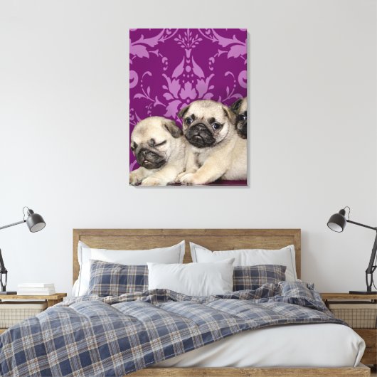 Pug Puppies Canvas Afdruk (Insitu (Slaapkamer))