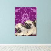 Pug Puppies Canvas Afdruk (Insitu (Houten vloer))