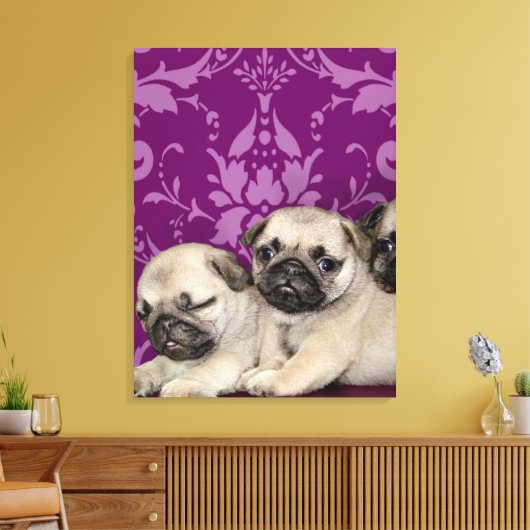 Pug Puppies Canvas Afdruk (Insitu (Woonkamer))