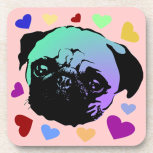 Pug Puppies Hond PopArt Retro Stijl Bier Onderzetter