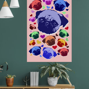 Pug Puppies Hond PopArt Retro Stijl Poster