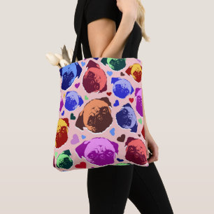 Pug Puppies Hond PopArt Retro Stijl Tote Bag