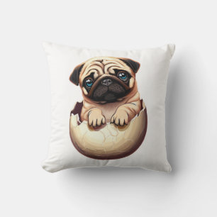 Pug Puppies in Ei - Cute Hond Design Kussen
