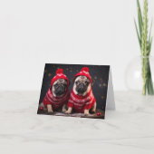 Pug Puppies Kerst Kaart (Voorkant)