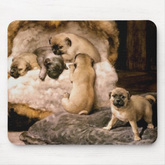 Pug Puppies Mousepad Muismat (Voorkant)