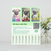 Pug puppies te koop flyer sjabloon QR code (Staand voorkant)