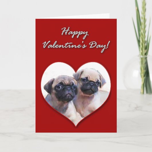 Pug puppies Valentijnsdag Card Feestdagen Kaart (Voorkant)