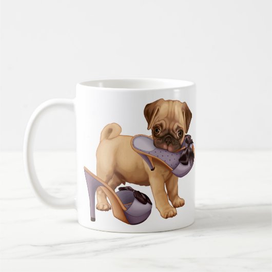 Pug Puppy and Shoe Koffiemok (Links)