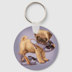 Pug Puppy and Shoe Sleutelhanger