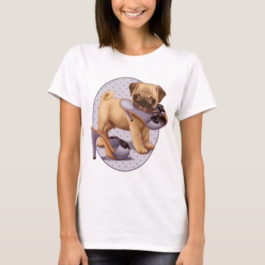 Pug Puppy and Shoe T-shirt (Voorkant)