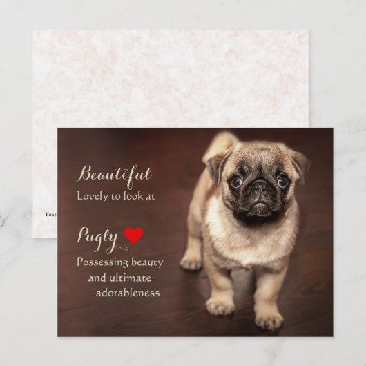 Pug Puppy Briefkaart (Voorkant / Achterkant)
