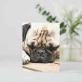 Pug puppy briefkaart (Staand voorkant)
