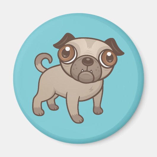 Pug Puppy Cartoon Magneet (Voorkant)